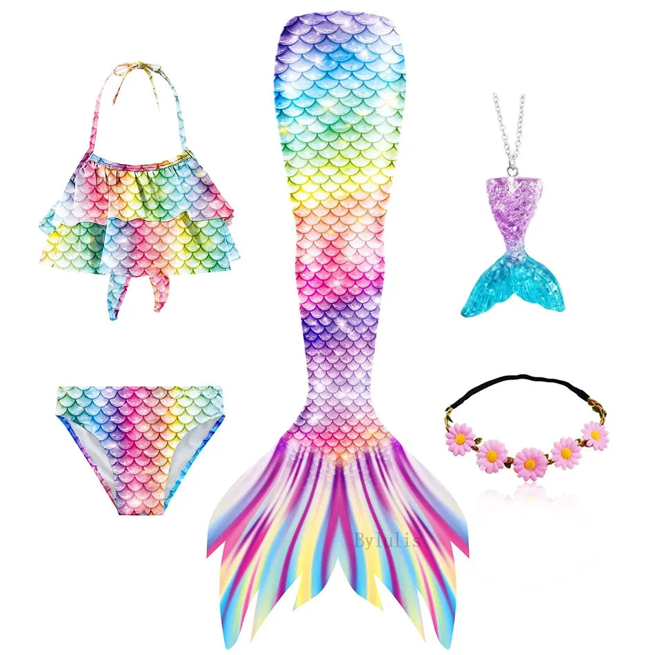Mermaid Princess-Inspired Tail Memaid Swimsuit Bikini Bathing Suit Costume Girls Can