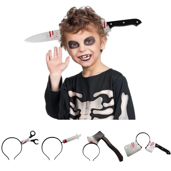 Headband Simulation Knife Axe Scissors Head Halloween Decoration