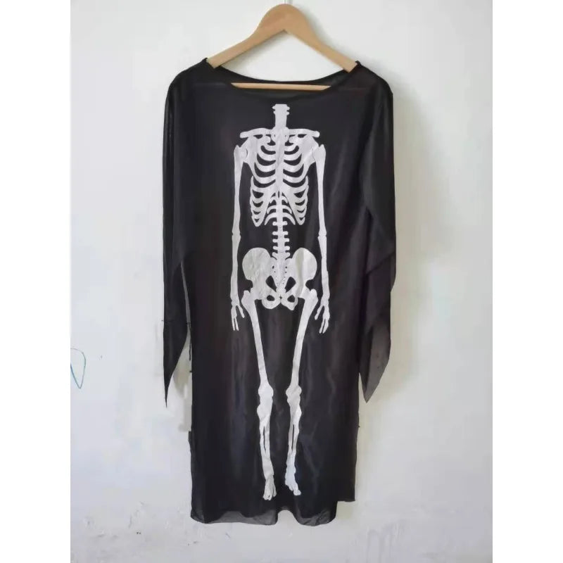 Skeleton Full Body Zip Scary Dance in the Supplies - black / 35.4 in (90 cm)