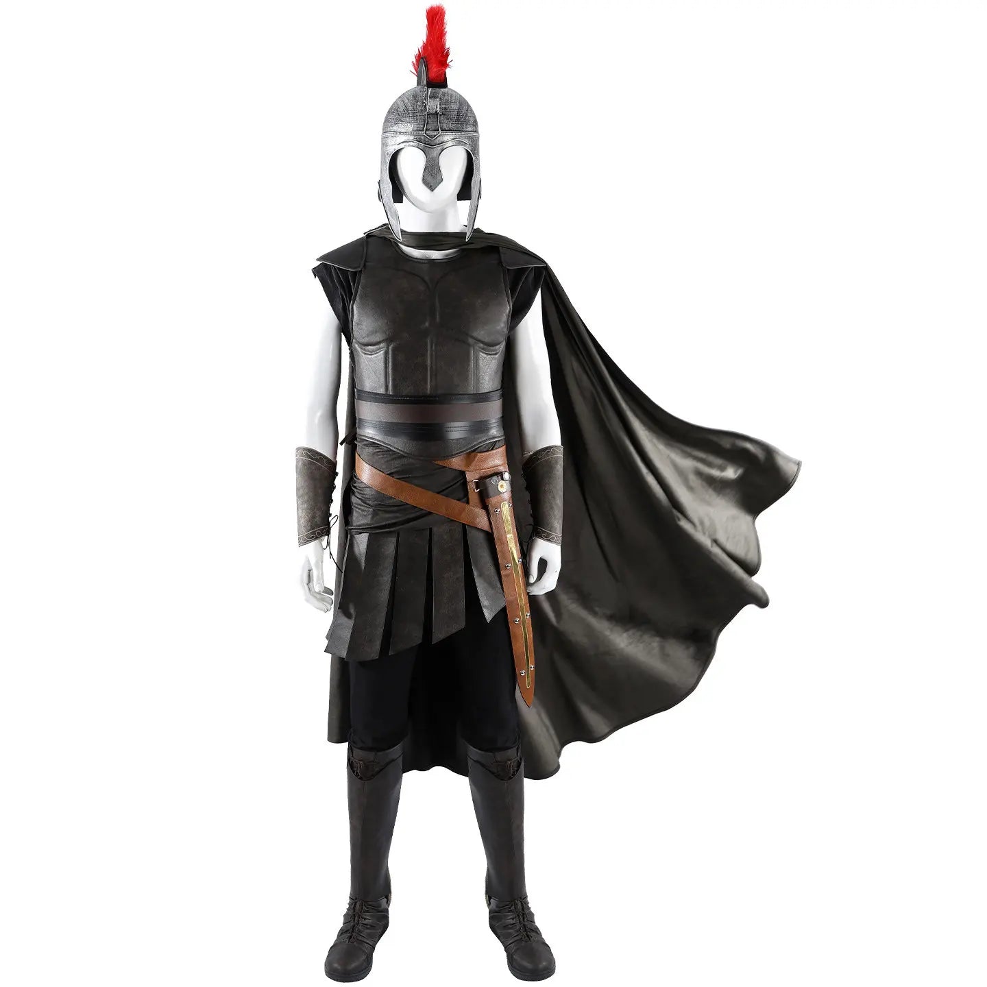 Odyssey Costume Cloak Belt Helmet Medieval Warrior Suit Outfit for Men Women Halloween - Helmet / XXL
