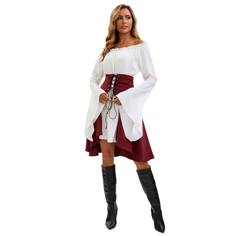 Women's Victorian Gothic Steampunk Pirate Halloween Costume Set