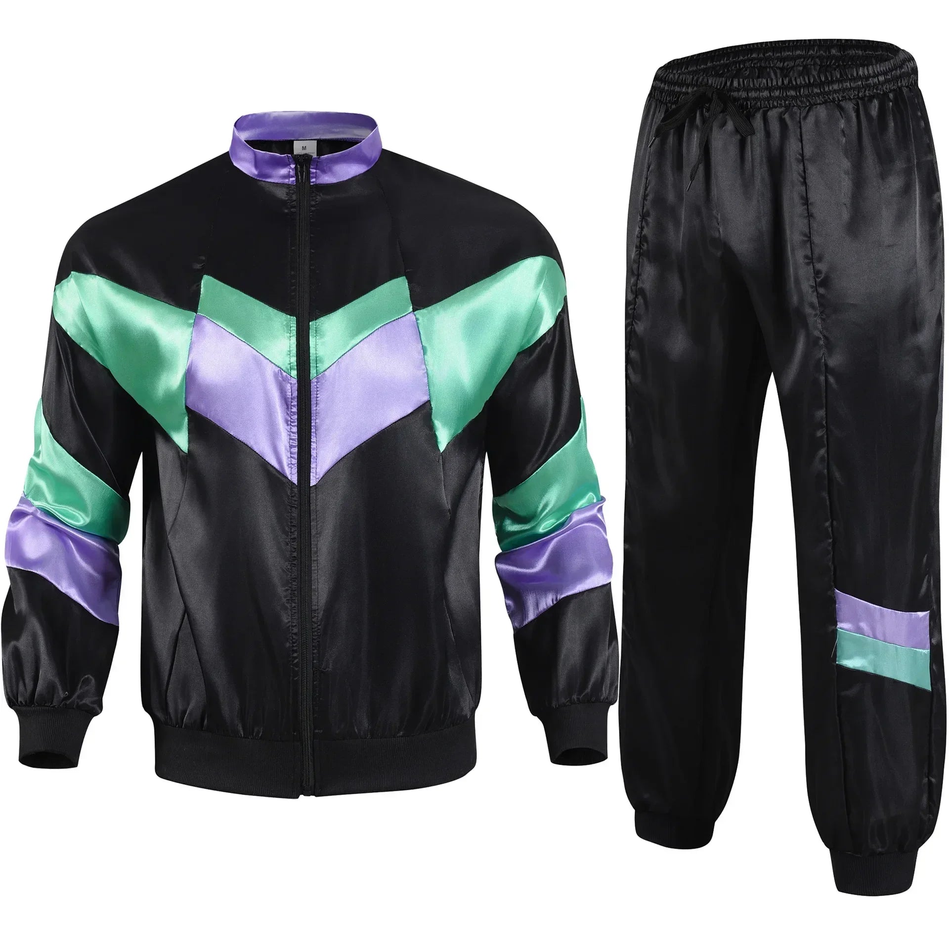 Men’s 80s Costume 1990s Outfit for Men Tracksuit Costume Hip Hop Set Disco 2pcs Jogging Wear Windbreaker - product image 13