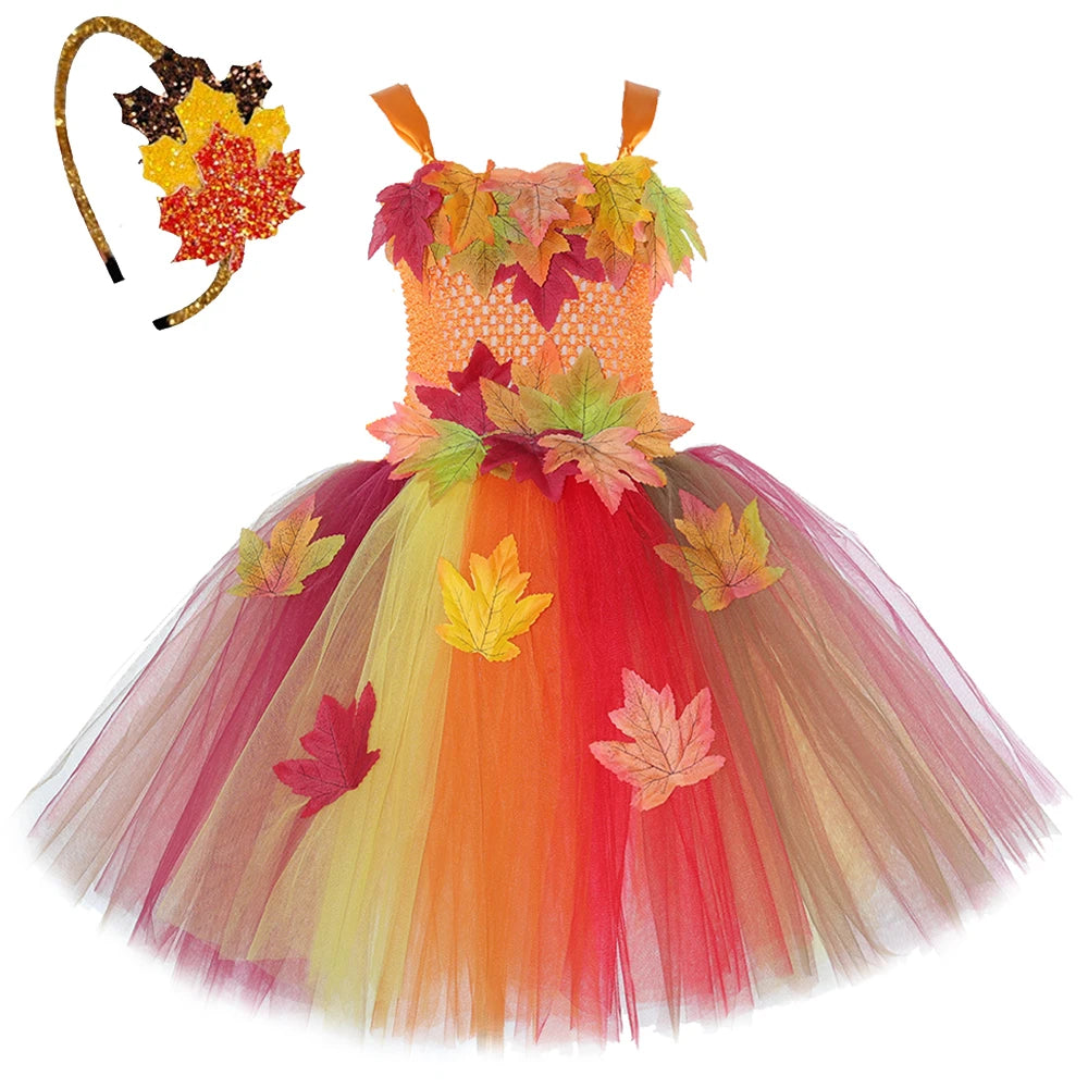 Girls Woodland Fairy Maple Leaf Halloween Costume Set