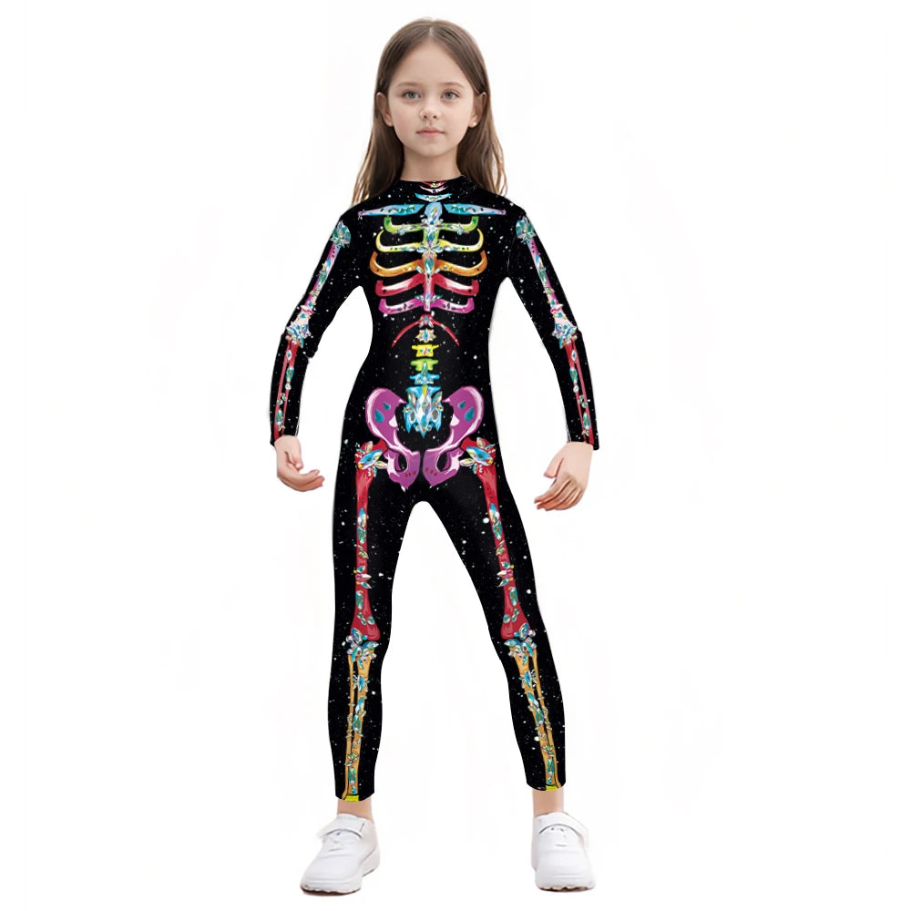 Halloween Skeleton Jumpsuit Bloody Clown Cospaly Costume Robot Day of the Dead Bloody - boy-1003 / M