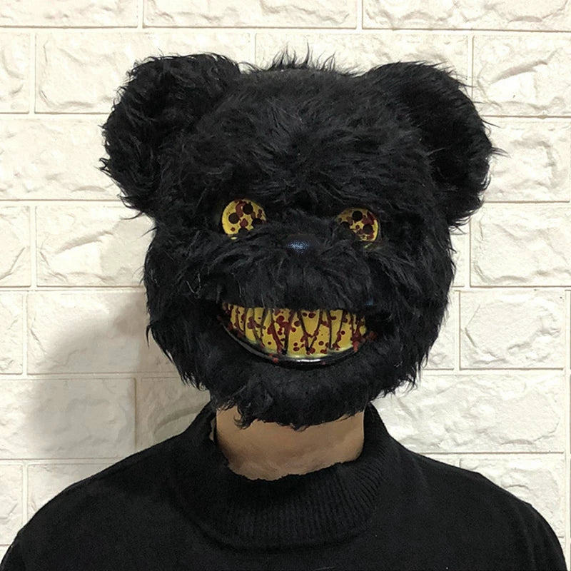 Bloody Plush Bear Mask Halloween Ghost Festival Mask Realistic Bloody Bear Headgear Performance Prop - product image 1