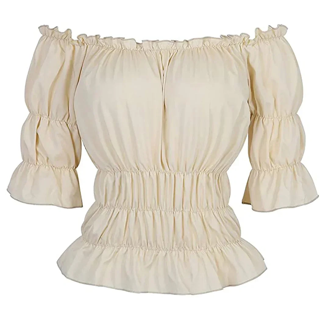 Pirate Blouse Women Medieval Peasant Costume Off Shoulder Sleeves Shirt Steampunk