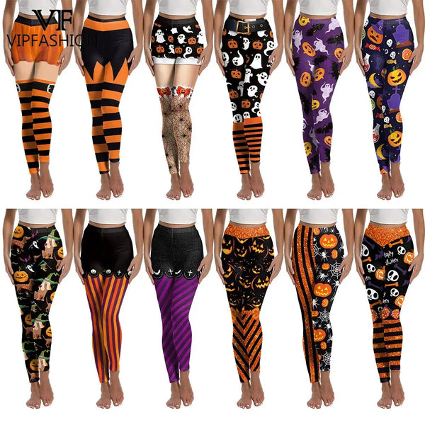 Women's Spooky Pumpkin Stripe Leggings