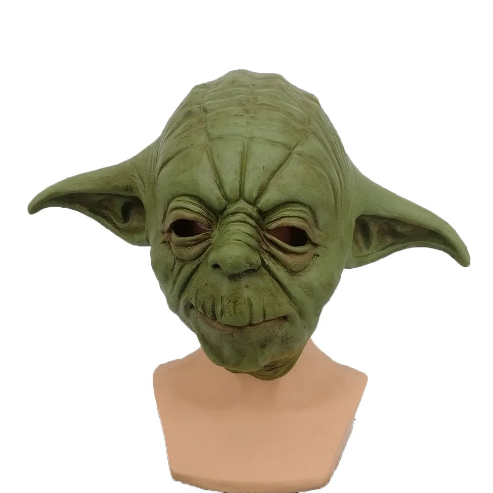 Master Yoda Mask Green Full Head Latex Mask Halloween Party Masquerade Costume Prop MandalorianCosplay