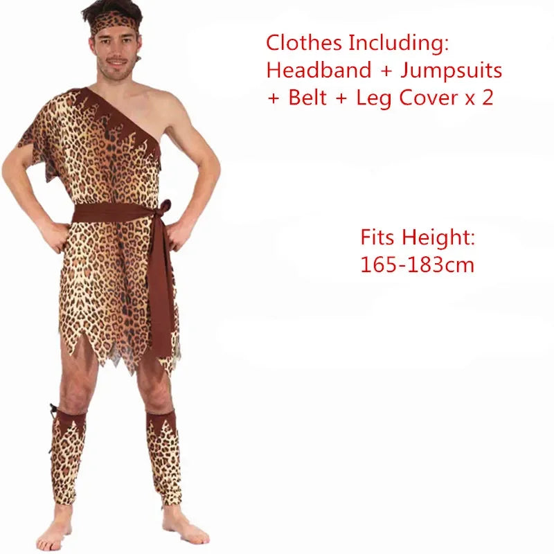 Men Women African Original Savage Costume Adults Wildman Costume Dress - 15 / One Size