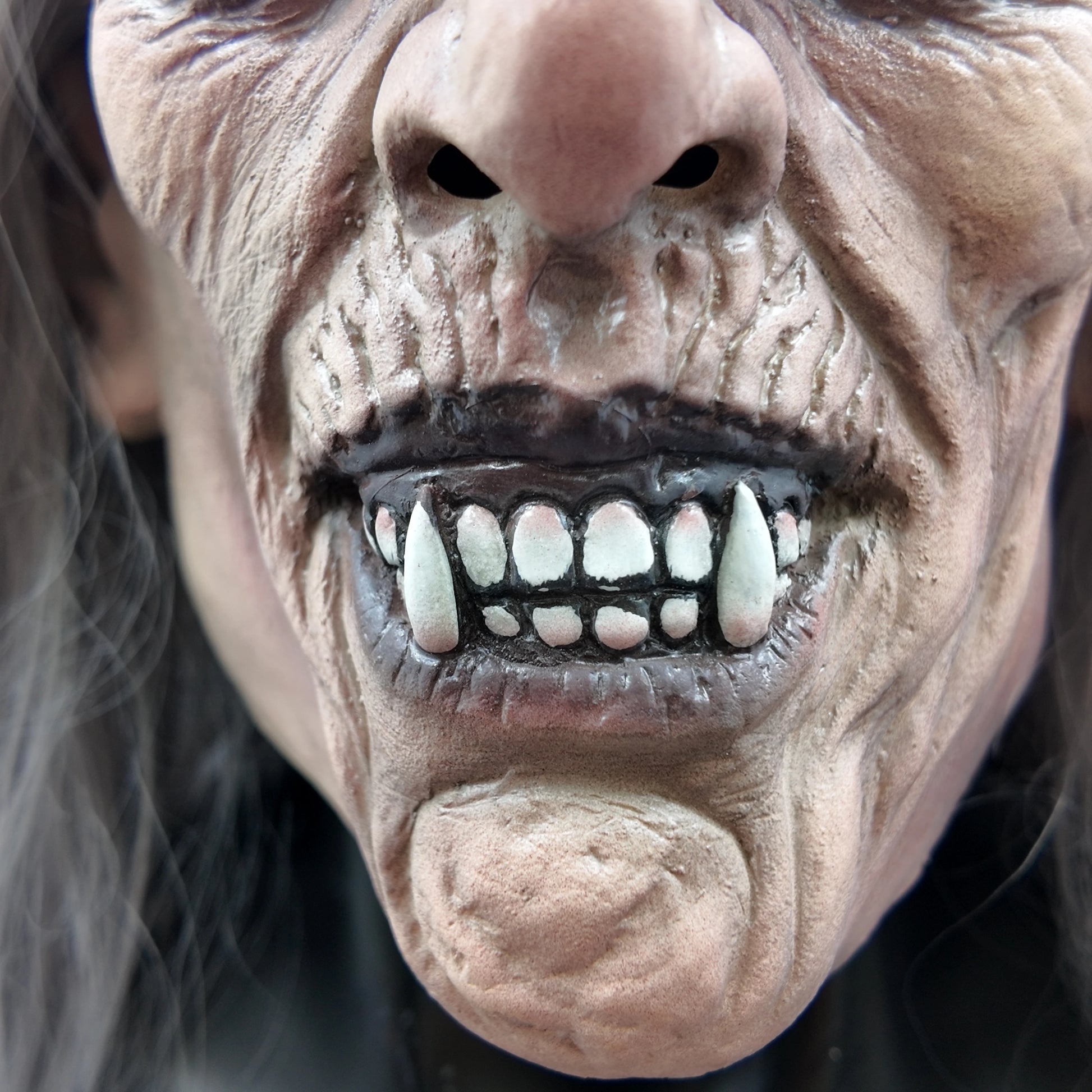 Creepy Zombie Demon Mask Full Head Latex Long Gray Hair Halloween Horror Cosplay Party Costume Prop - product image 6