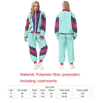 Adult Women Men 80s 90s Retro Sportwear Hippie Disco Cosplay Costume Outfits Halloween Carnival Suit Party - product image 8