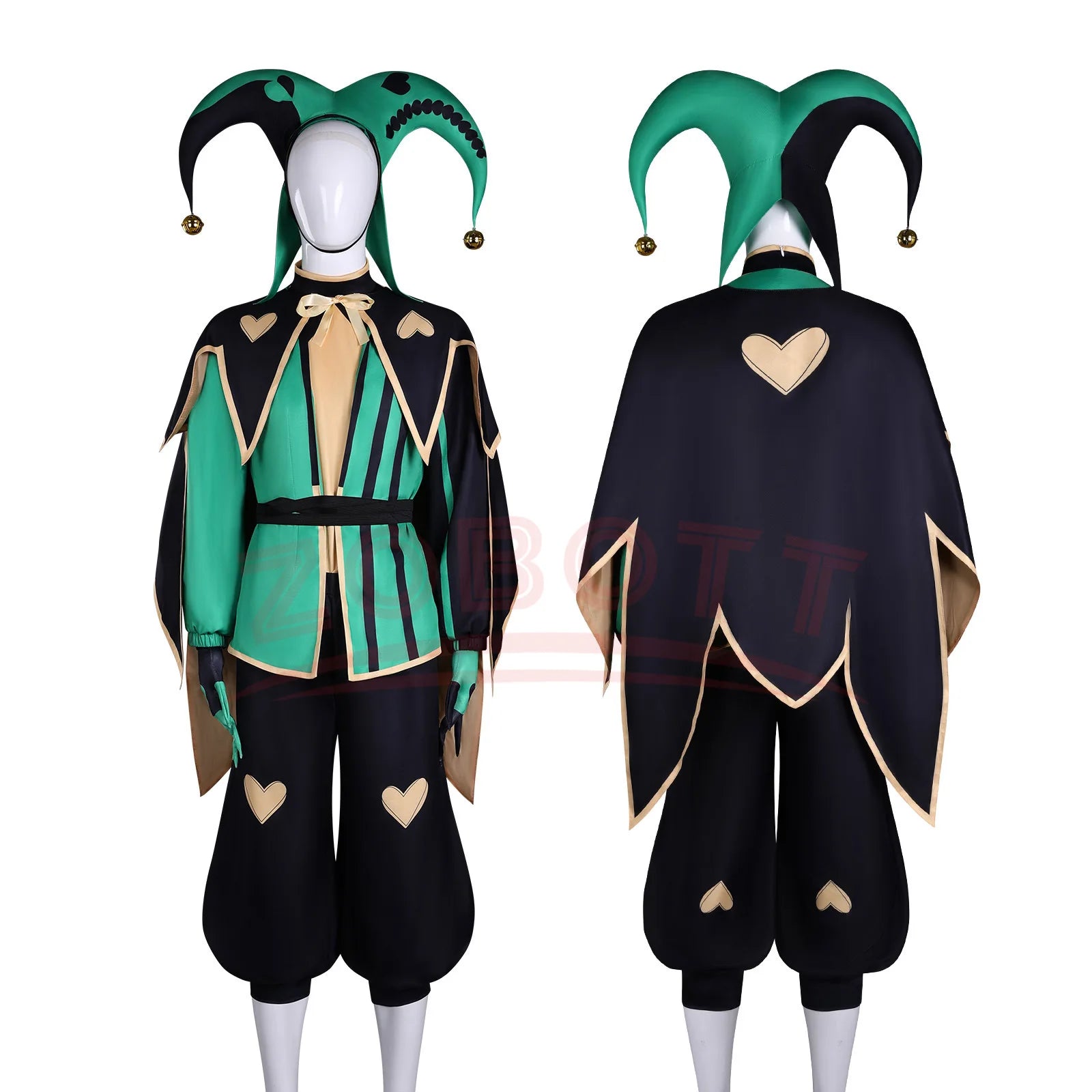Circus Pierrot Harlequin Costume Unisex Clown Uniform for Halloween Cos Game Outfits - Set 2 / XL