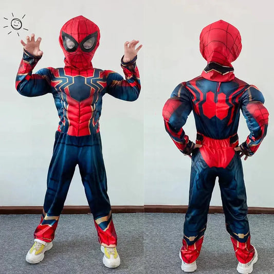 Kids Iron Spider Cosplay Muscle Jumpsuit and Mask Costume Boy Girl Role-Playing Bodysuit Children Cloth - product image 1