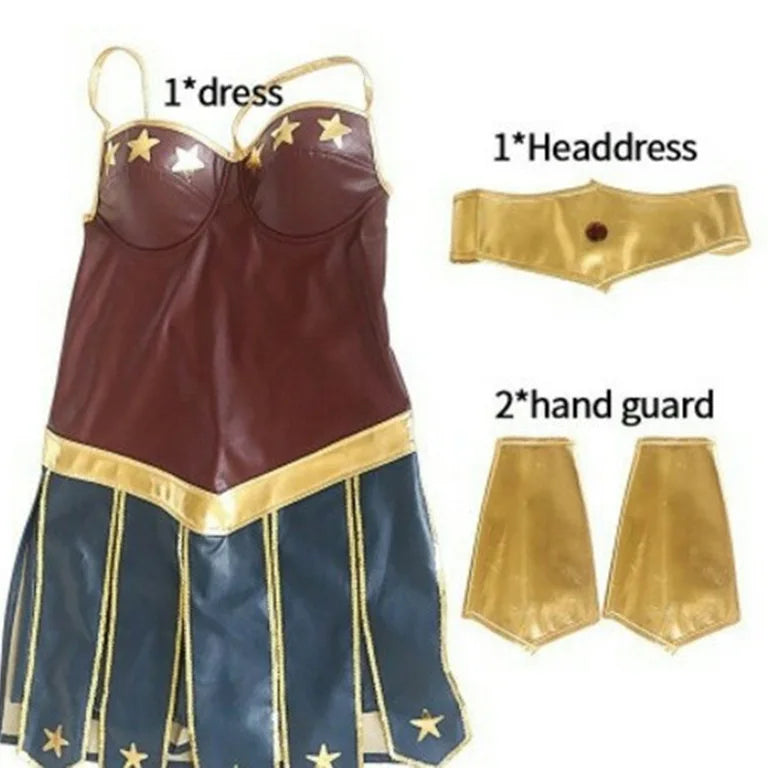 Women's Superhero Wonder Superwomen Halloween Costume - red / L