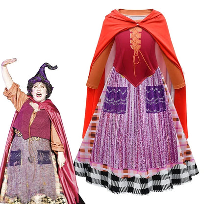 ❤️❤️❤️Hocus Pocus 2 Mary Sanderson Dress  Skirts Princess Lolita Cloak Halloween Costumes  Witch Cosplay Anime Suits Robe ❤️⭐️❤️