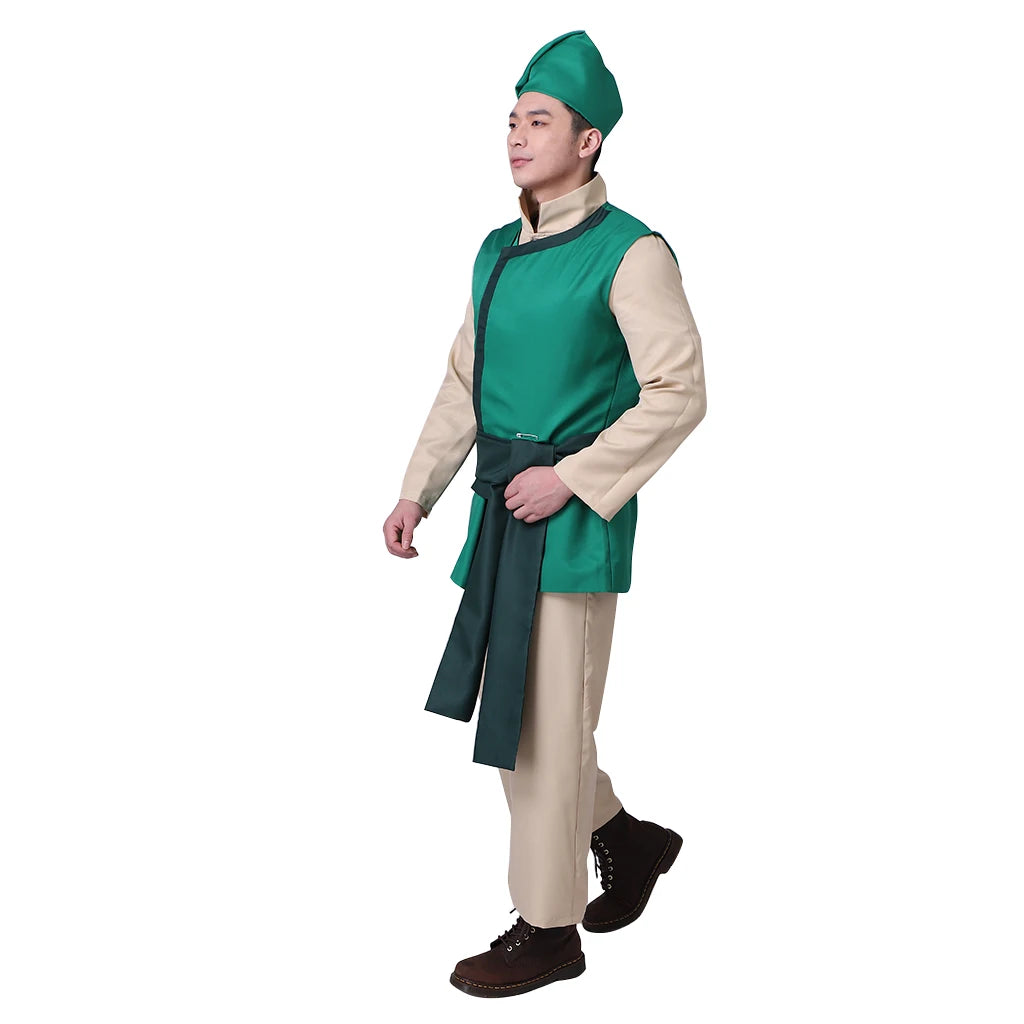 The Last Airbender Costume Cabbage Merchant Costume Adult Men's Green Uniform Suits - L
