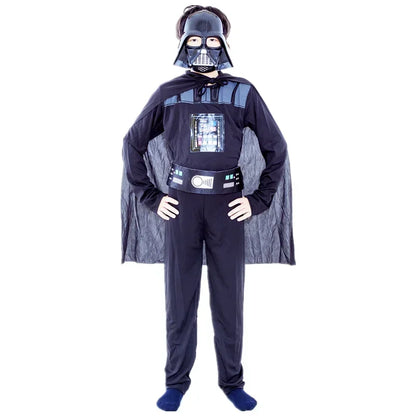 Boys Classic Movie Mask Costume Printed Cartoon Darth Vader Cape Armor Onesie Halloween - 01 / M(120-130CM)