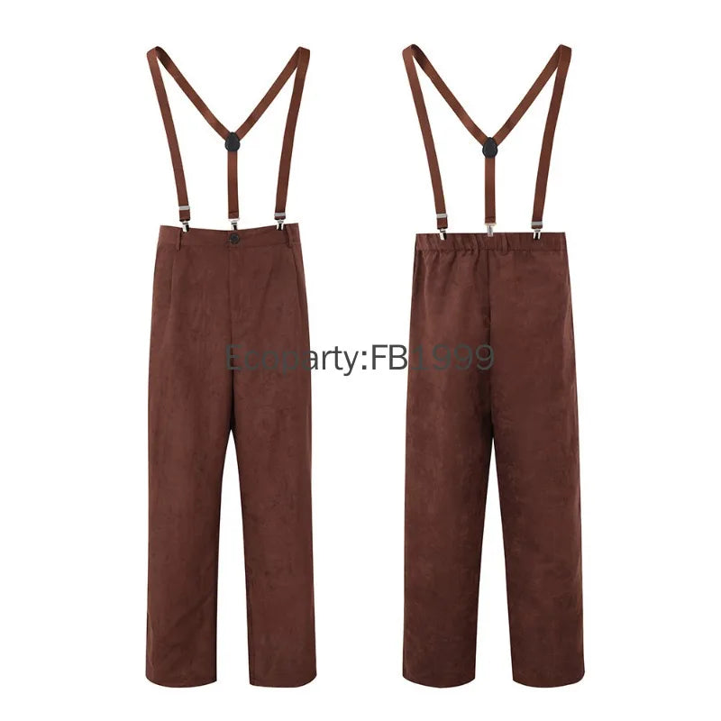 Men's Medieval Colonial Pioneer Farmer Costume Adult Vintage Plaid Shirt Suspenders Pants - A / M