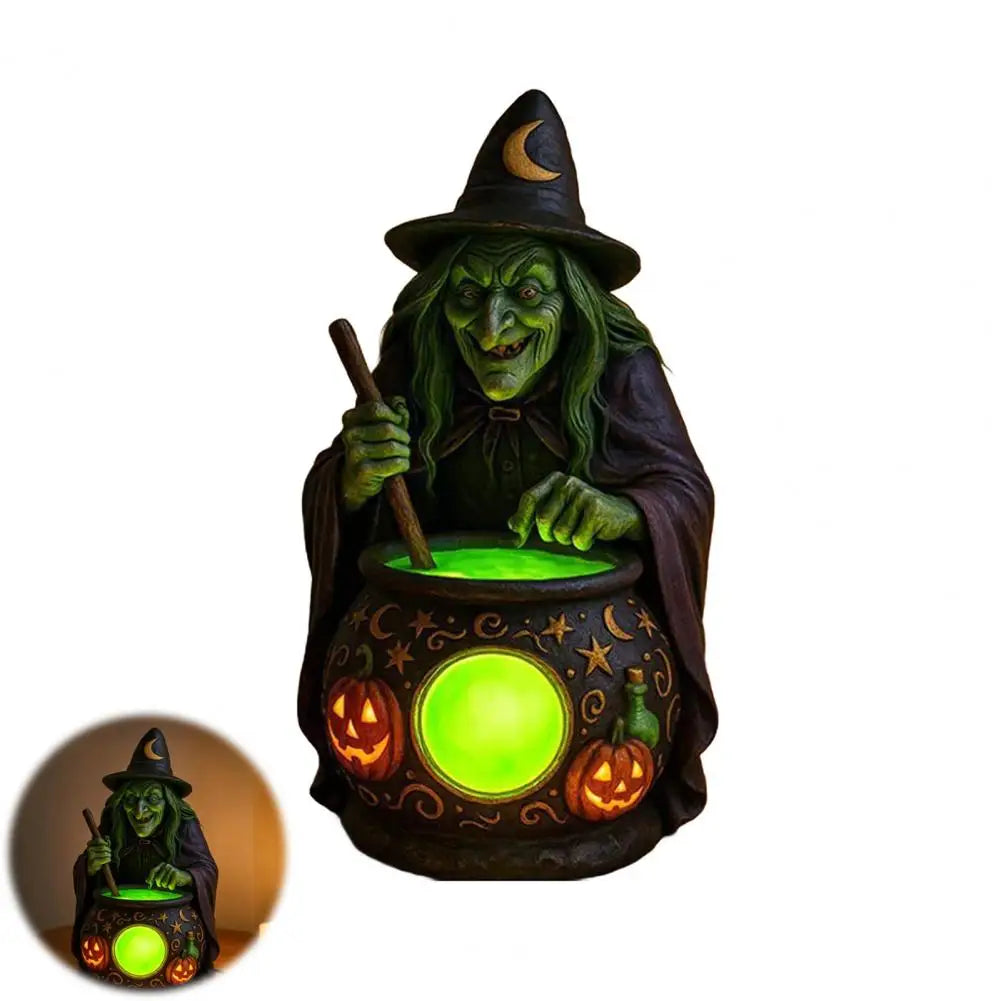 Halloween Witch Cauldron Lamp with Eerie Green Glow LED Witch Ghost Lamps Spooky Witch Brewing Pot Light Home - product image 4