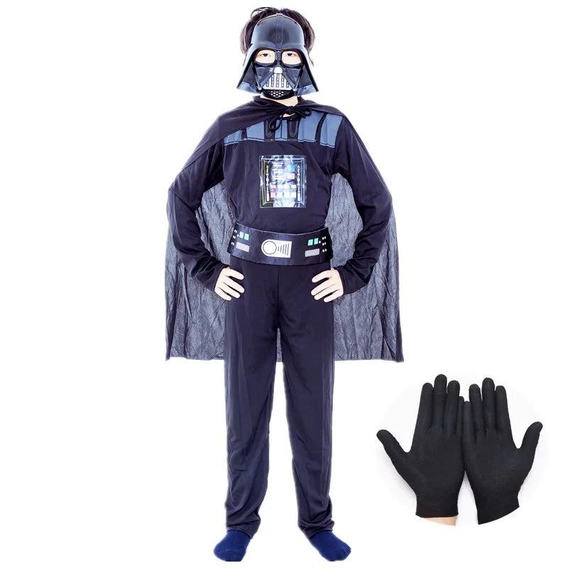 Boys Classic Movie Mask Costume Printed Cartoon Darth Vader Cape Armor Onesie Halloween - View 5