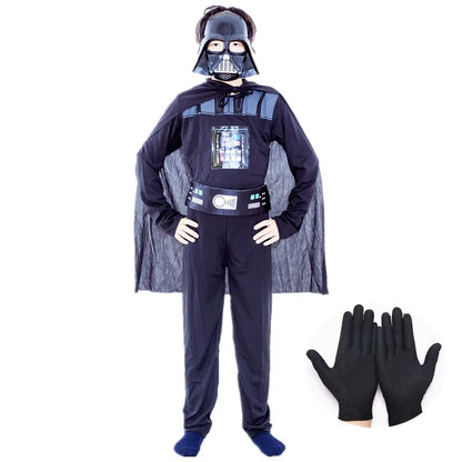 Boys Classic Movie Mask Costume Printed Cartoon Darth Vader Cape Armor Onesie Halloween - View 5