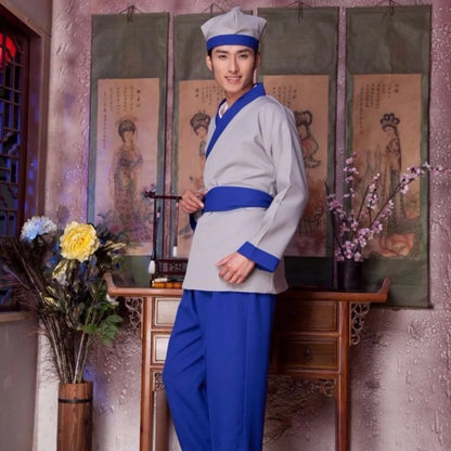 Men's Ancient Chinese Servant Farmer Hanfu Adultchinese Costume - alternate view 3