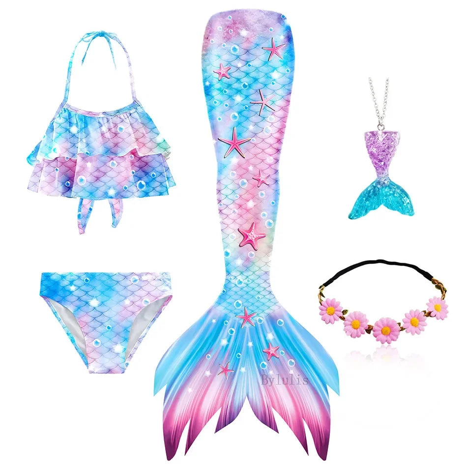 Mermaid Princess-Inspired Tail Memaid Swimsuit Bikini Bathing Suit Costume Girls Can