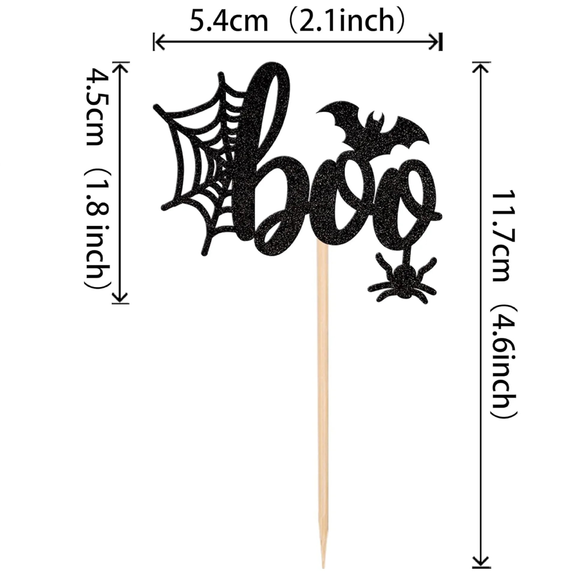 12/24Pcs Halloween Boo Glitter Bat Cupcake Topper Picks Halloween Birthday - product image 6