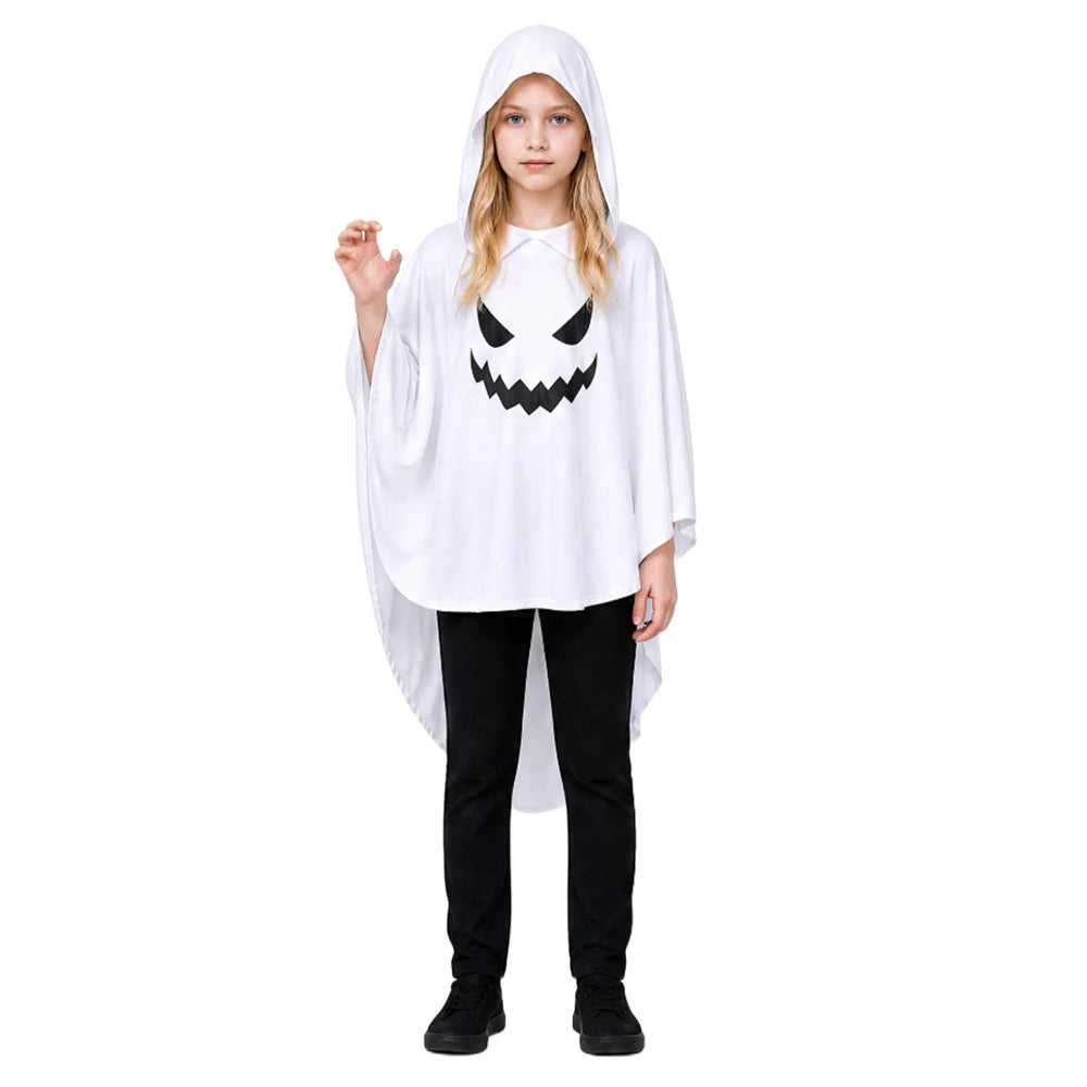Halloween White Ghost Costume Glowing Hooded Cloak in The Dark Demon Shawl - product image 2