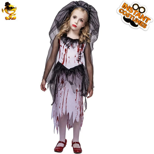 Halloween Horror Blood Stained Little Girl Ghost Bride Costume Cosplay Stage Play Party Costume Anime Cosplay