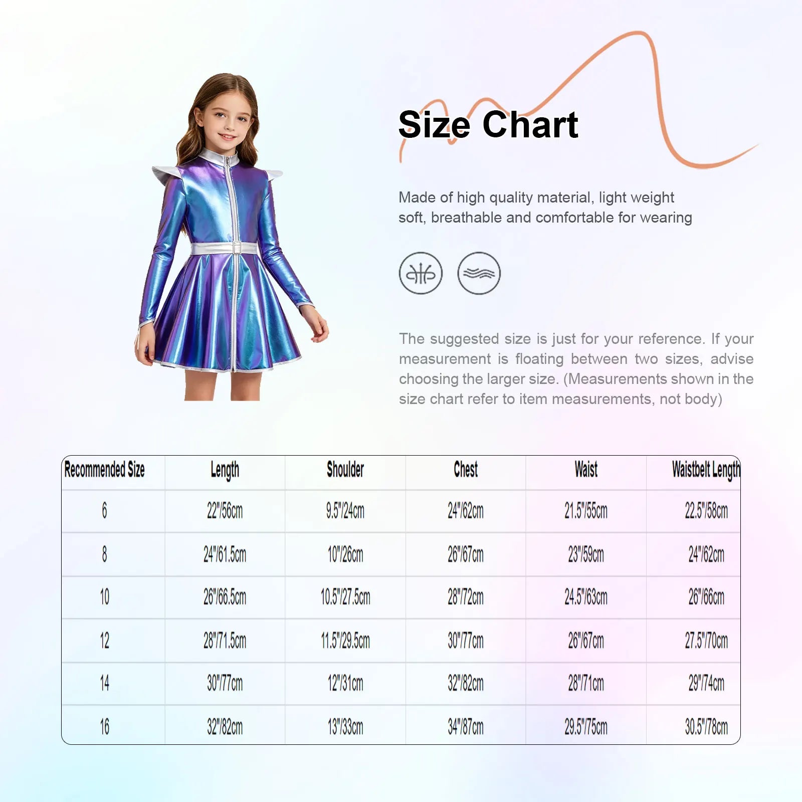Kids Halloween Alien Costume Girls Metallic Shiny Zipper A-line Tutu Dress for Outer Space Robot Astronaut - product image 5
