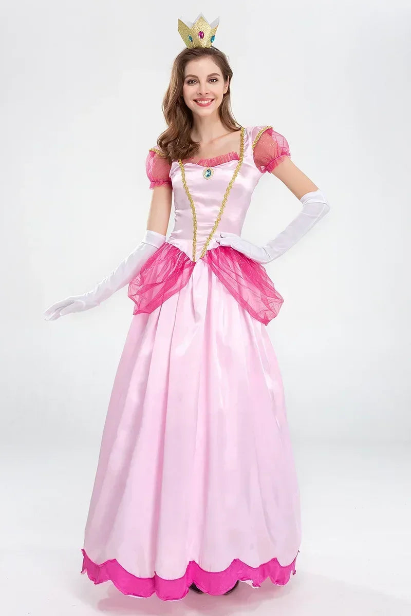 Adult Princess Peach Costume Women Cosplay Party Halloween Masquerade Dress Up Clothing for Women Pink - product image 5
