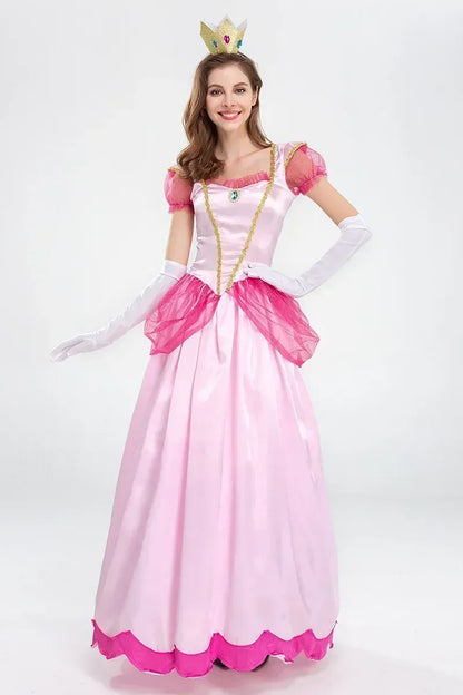 Adult Princess Peach Costume Women Cosplay Party Halloween Masquerade Dress Up Clothing for Women Pink - product image 5
