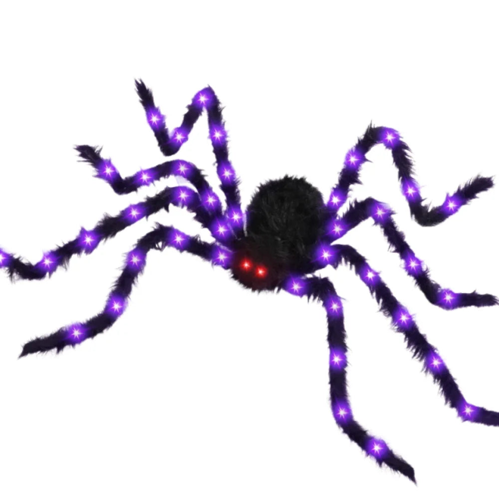 8 Modes Halloween Spider Web Lights Waterproof 250 LEDs LED Spider Net 16.4 Ft Big Scary Giant Spider Party