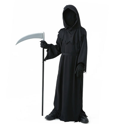Halloween Grim Reaper Horror Costume Black Hooded Spooky Ghost Robe Dress Up Costume Adult - View 4