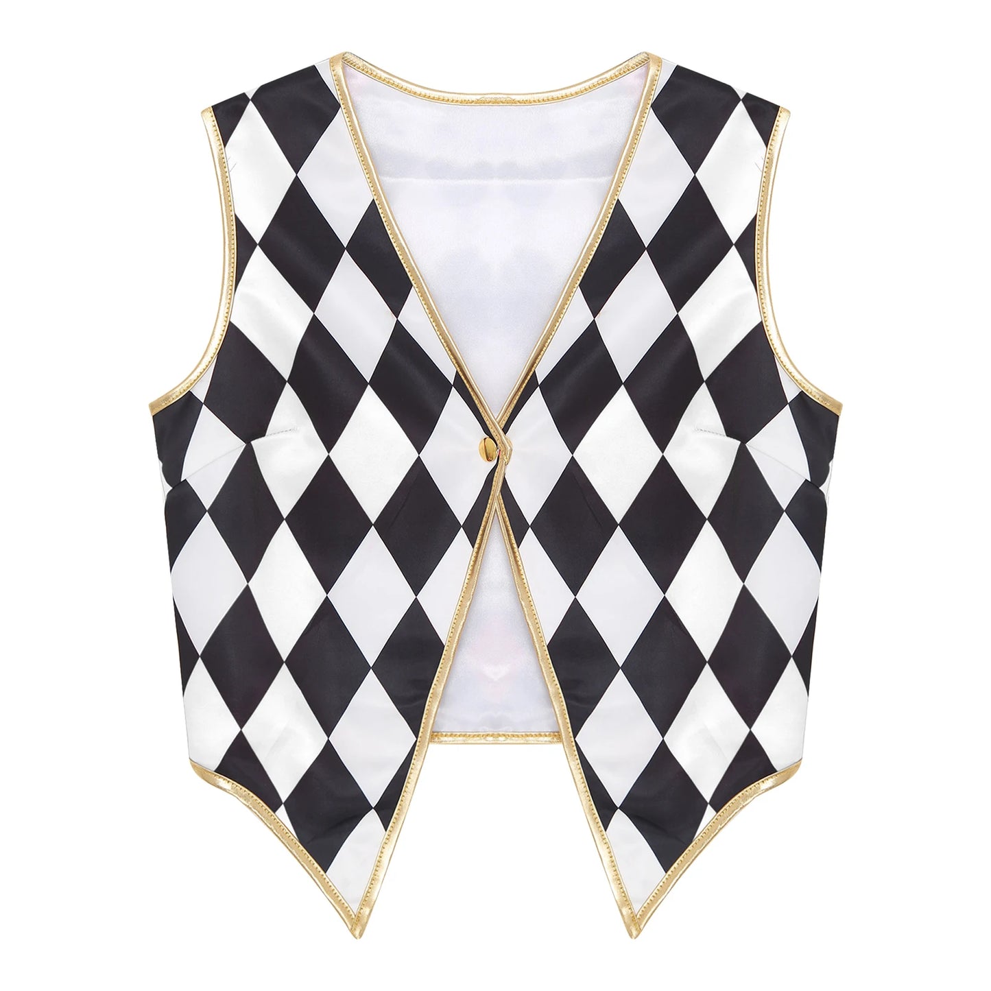 Unisex Halloween Circus Clown Ringmaster Sleeveless Vest Checkerboard Plaid Waistcoat - Red Black / S
