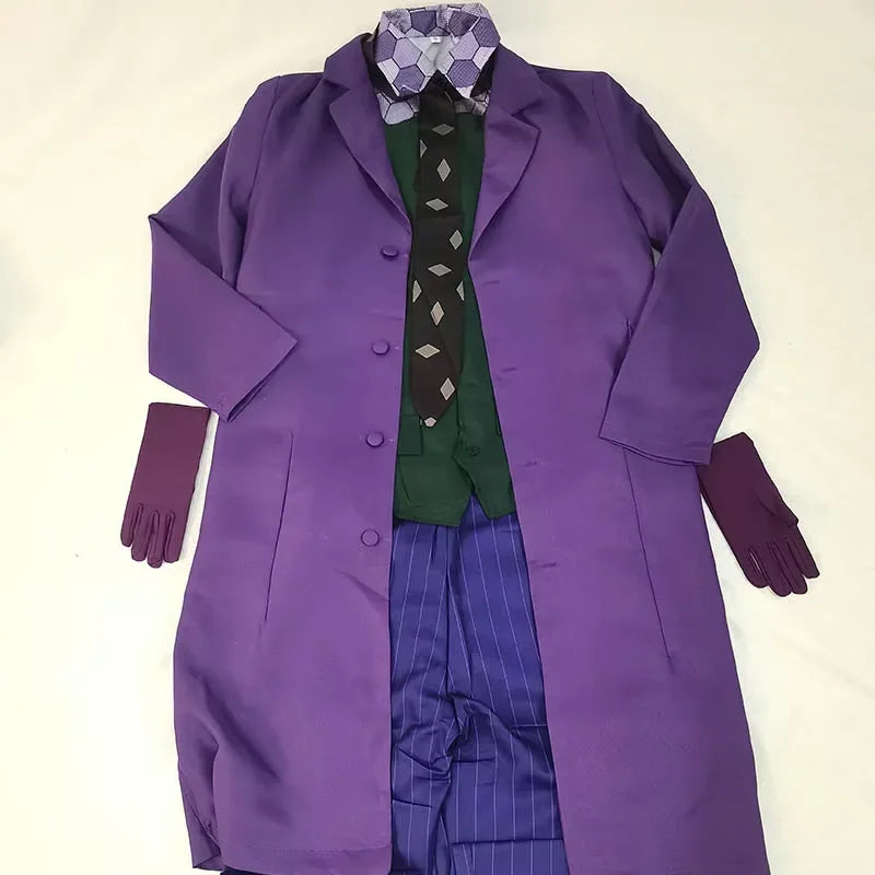 The Dark Knight the Joker Costume Clown Full Set Coat Shirt Vest Tie Suit Outfits Joker - costume only / XL