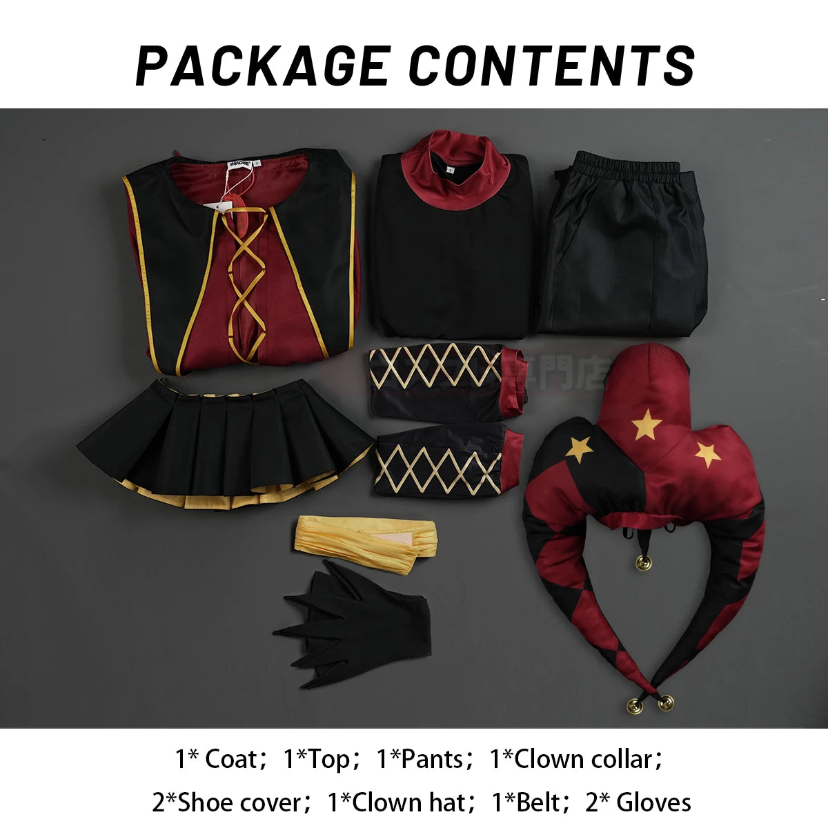 HOLOUN Pierrot Anime the Freak Circus Costume Convention Halloween Coat Top Pants Clown - Costume only / M
