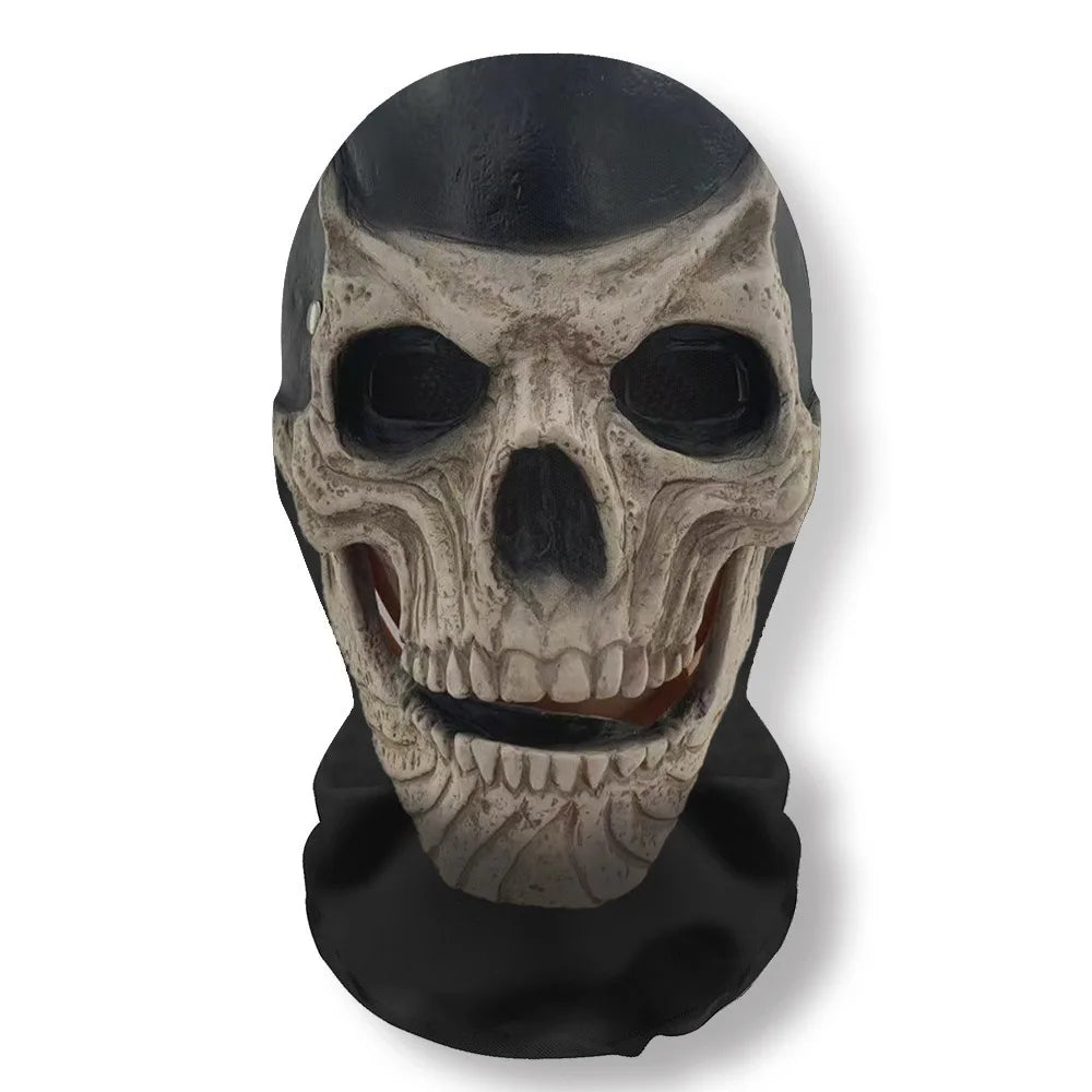 Halloween Ghost Face Full Mask, 3D Printed Stretchable Mesh, Comically Horrifying Cosplay Party Skull - product image 9