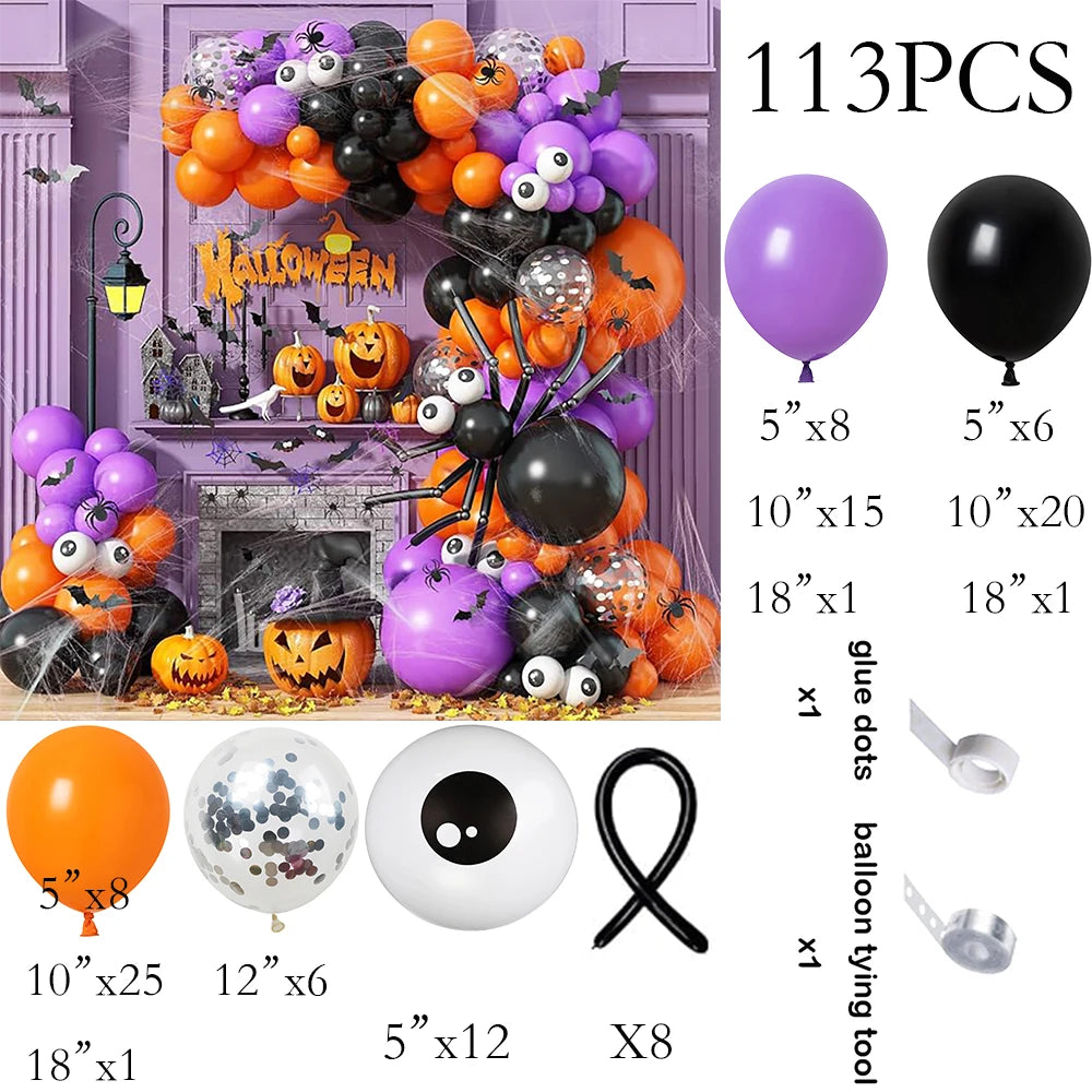 Orange Halloween Balloons Garland Black Eyeball Purple Balloon Arch Kit Long - product image 6