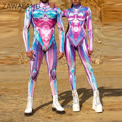 Zawaland Men Women Candyland Pink Costume Halloween Costume Sexy Bodysuit Zentai Suit - Women / XXXL