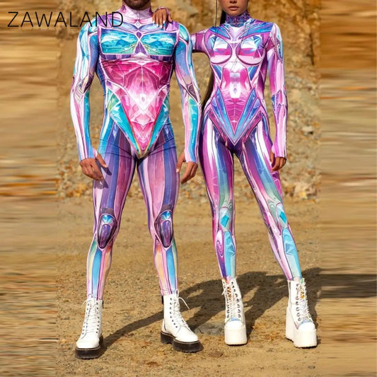 Zawaland Men Women Candyland Pink Costume Halloween Costume Sexy Bodysuit Zentai Suit - Women / XXXL