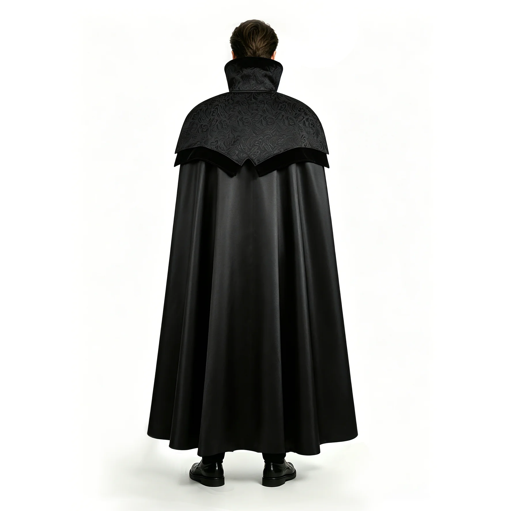 Men's Gothic Long Poncho Vampire Clothing Medieval Steampunk Stand Up Costume - alternate view 3