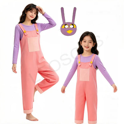 Anime Amazing Digital Circus Jax Cosplay Costume Set With Top Pant Mask For Halloween Party Overalls - product image 1