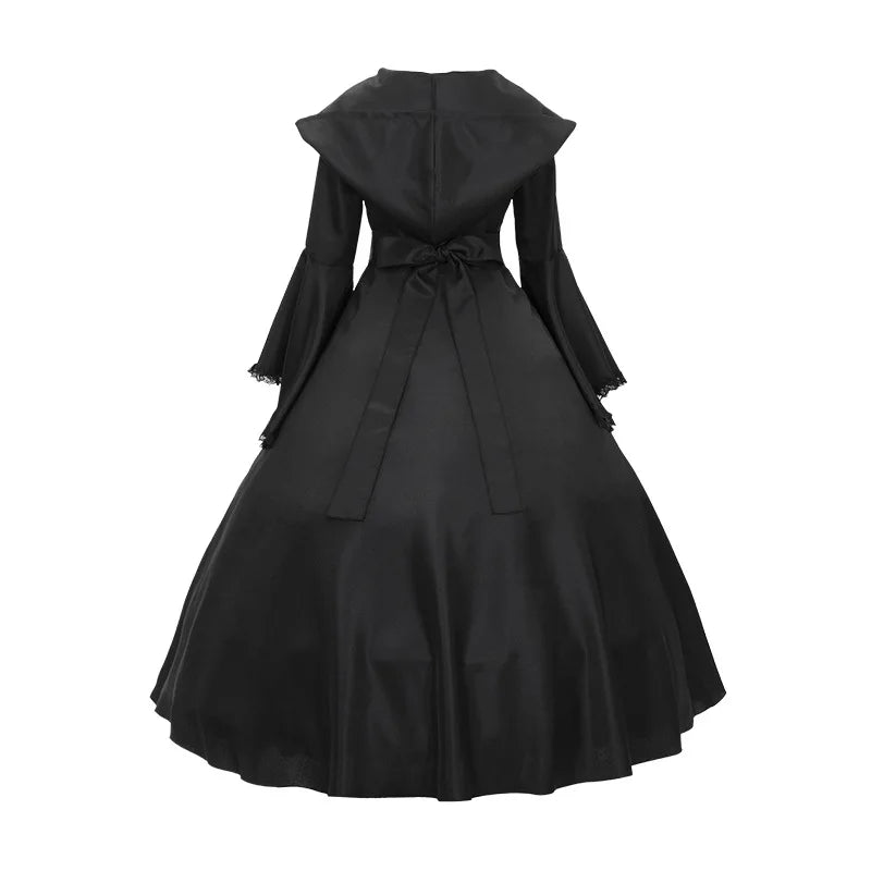 Halloween Costume Sleeve Bell Sleeve Dress Retro Renaissance Gothic Costume Medieval Dress - red / L