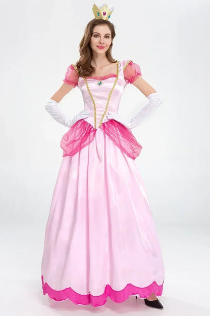 Adult Princess Peach Costume Women Cosplay Party Halloween Masquerade Dress Up Clothing for Women Pink - product image 6