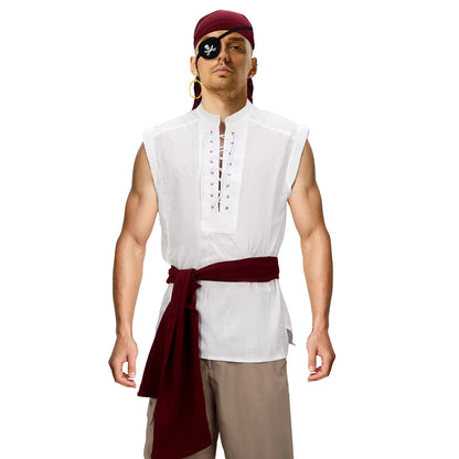 Pirate Costume for Men 5PCS Medieval Renaissance Suit Halloween Party Outfits Retro - product image 1