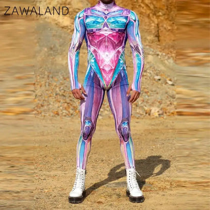 Zawaland Men Women Candyland Pink Costume Halloween Costume Sexy Bodysuit Zentai Suit - Women / XXL
