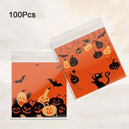 100Pcs Plastic Halloween Candy Bags Self-adhesive Clear Trick or Treat Bags Ghost Halloween Series Candy - product image 9