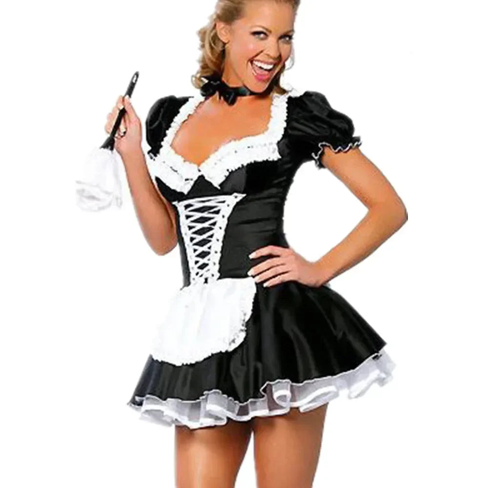 Women's Plus Size S-6XL Sexy Exotic Apparel S-6XL Maid Late Nite French Costume - alternate view 4